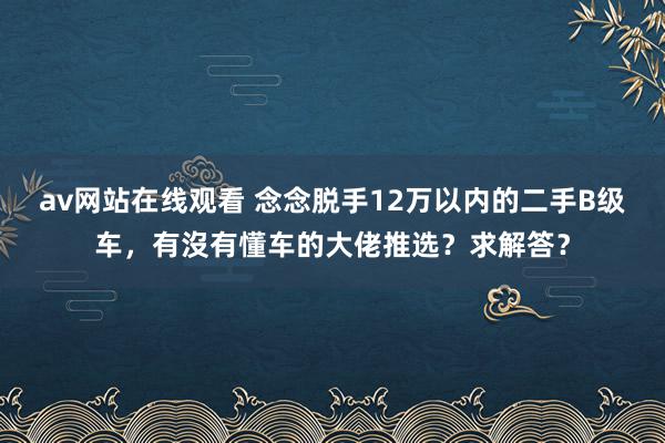 av网站在线观看 念念脱手12万以内的二手B级车，有沒有懂车的大佬推选？求解答？