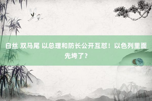 白丝 双马尾 以总理和防长公开互怼！以色列里面先垮了？